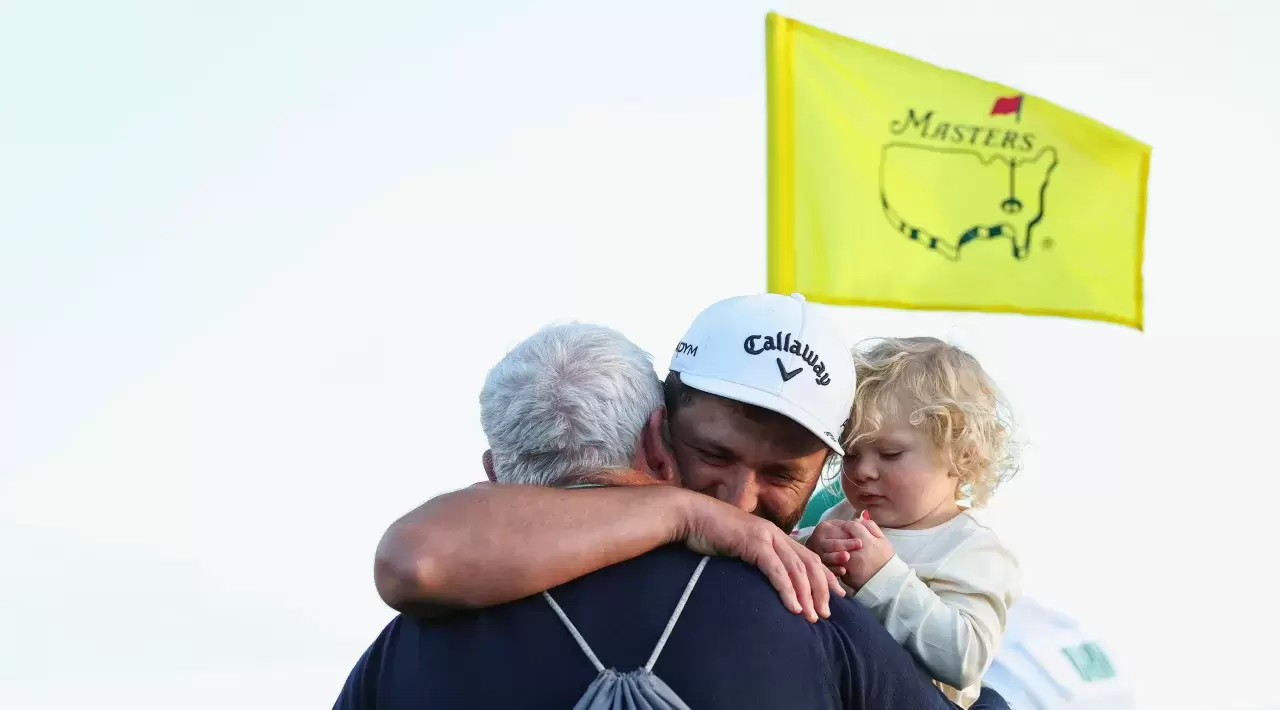Jon Rahm Spain celebrates Kepa Cahill Rahm father Edorta Rahm the 2023 Masters Tournament at Augusta National Golf Club on April 2023 