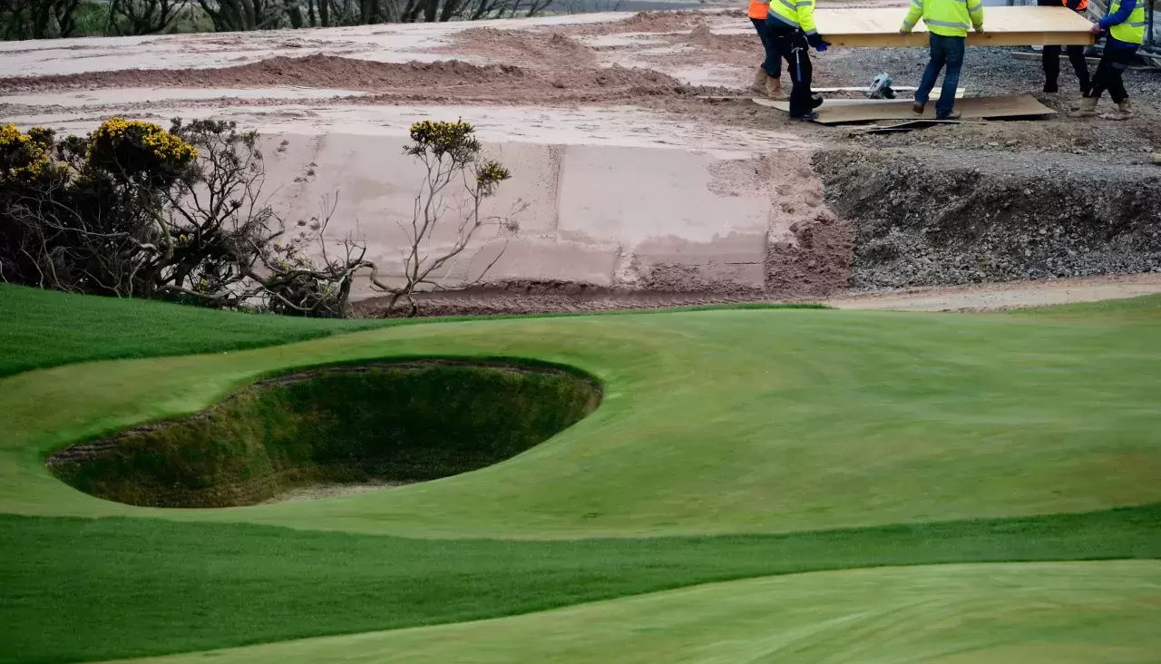 Work continues on Donald Trumps golf course currently under construction on the Menie estate on April 23, 2012 in Aberdeen